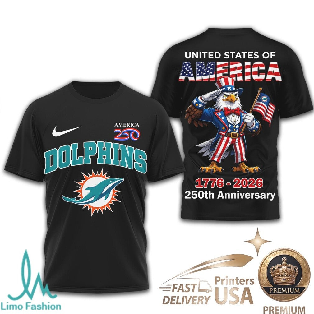 Miami Dolphins USA 250th Anniversary Eagle Patriotic T Shirt - Limotees LLC