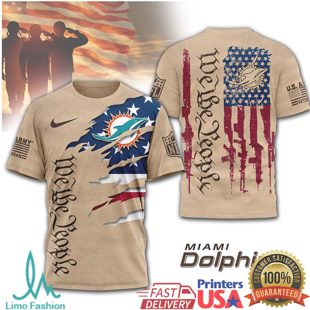 Miami Dolphins We The People American Flag Tactical T Shirt - Limotees LLC
