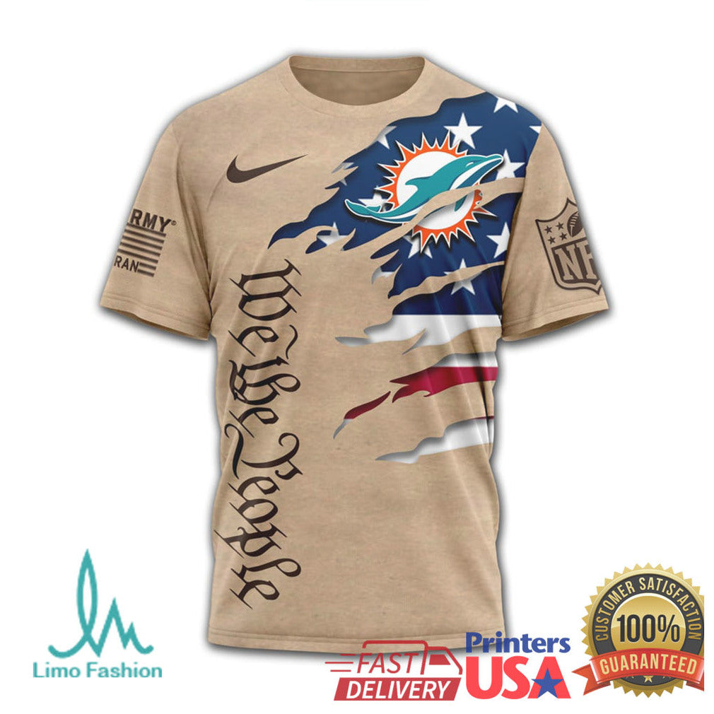 Miami Dolphins We The People American Flag Tactical T Shirt - Limotees LLC