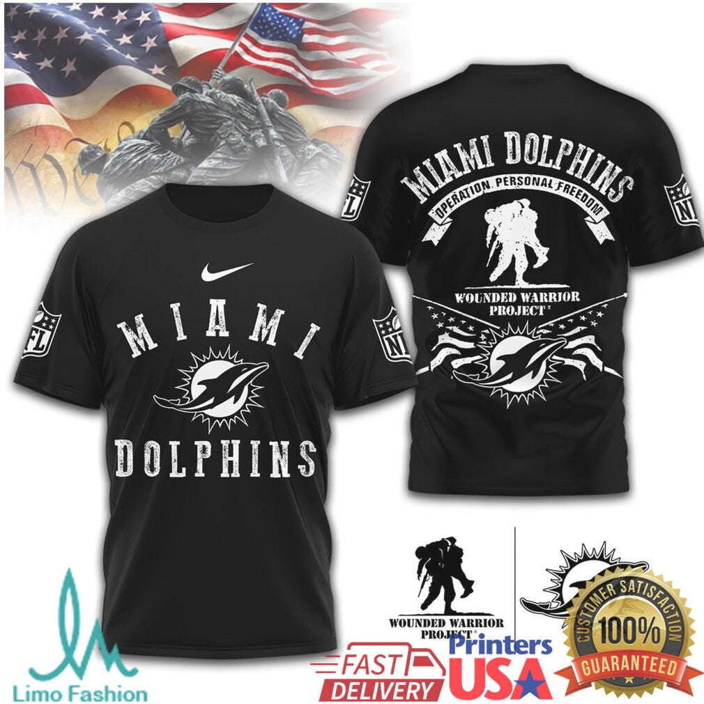 Miami Dolphins Wounded Warrior Project Honor & Freedom T Shirt - Limotees LLC