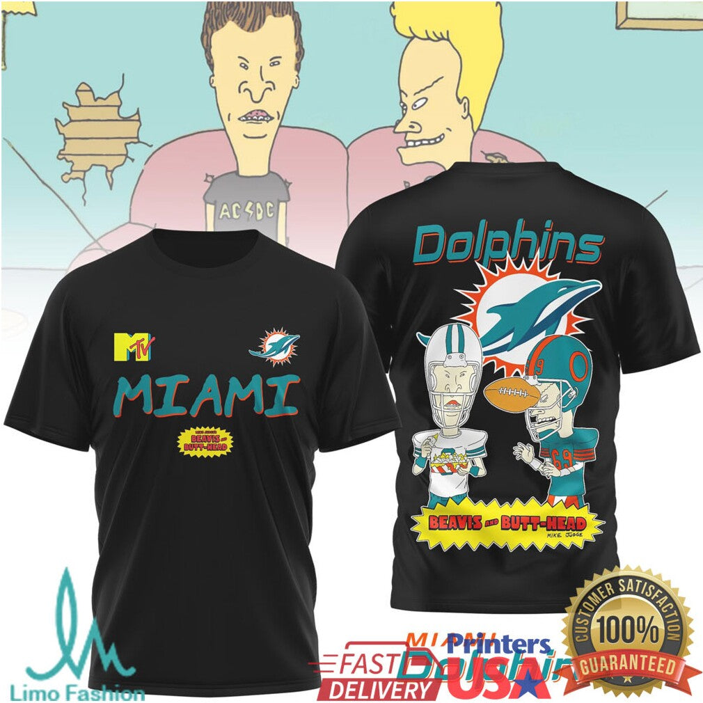 Miami Dolphins x Beavis and ButHead MTV Summer Vibes NFL T Shirt
