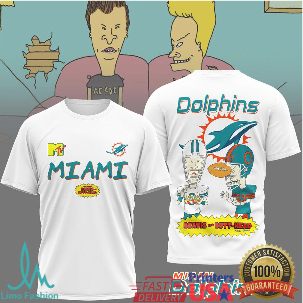 Miami Dolphins x Beavis and ButHead MTV Summer Vibes NFL T Shirt