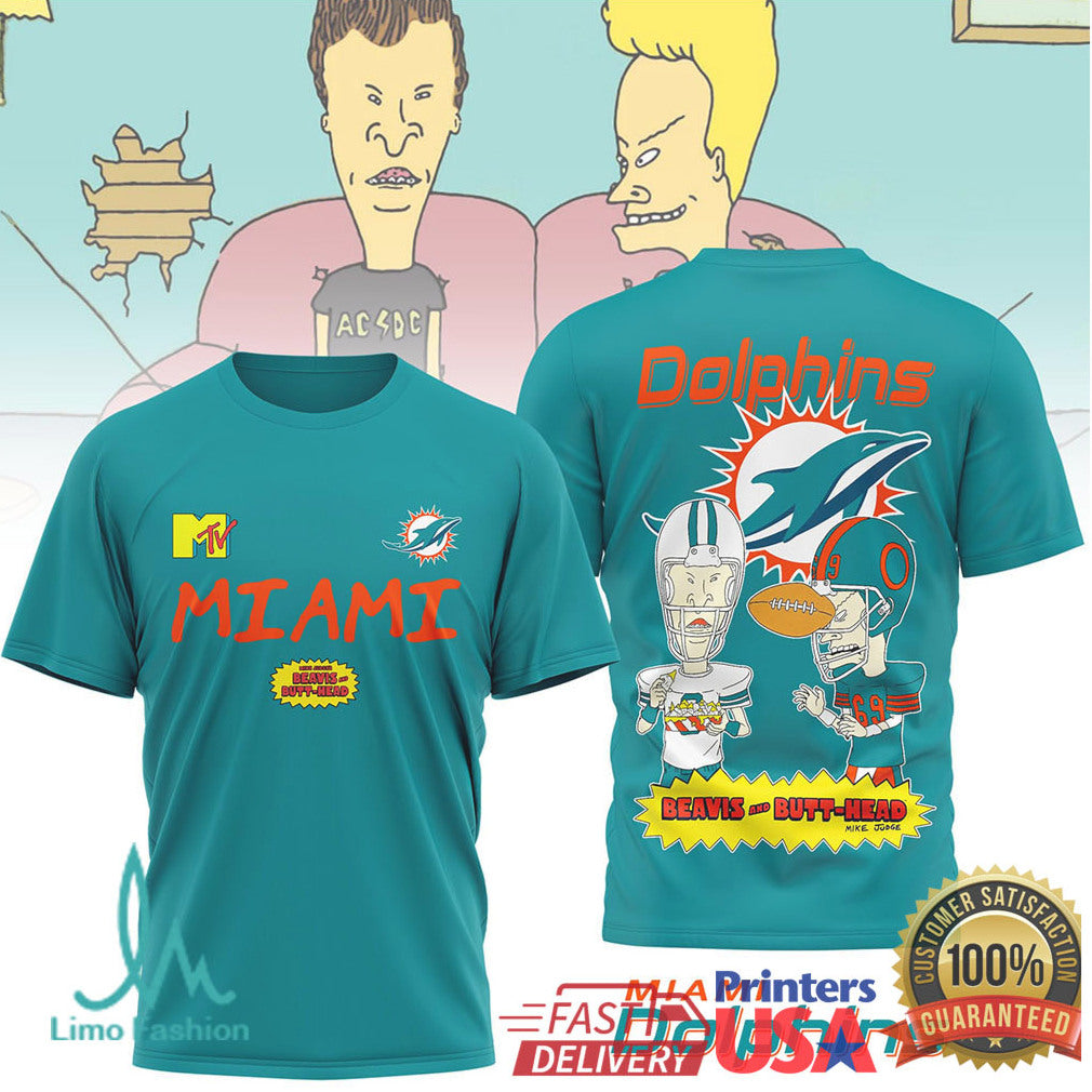 Miami Dolphins x Beavis and ButHead MTV Summer Vibes NFL T Shirt