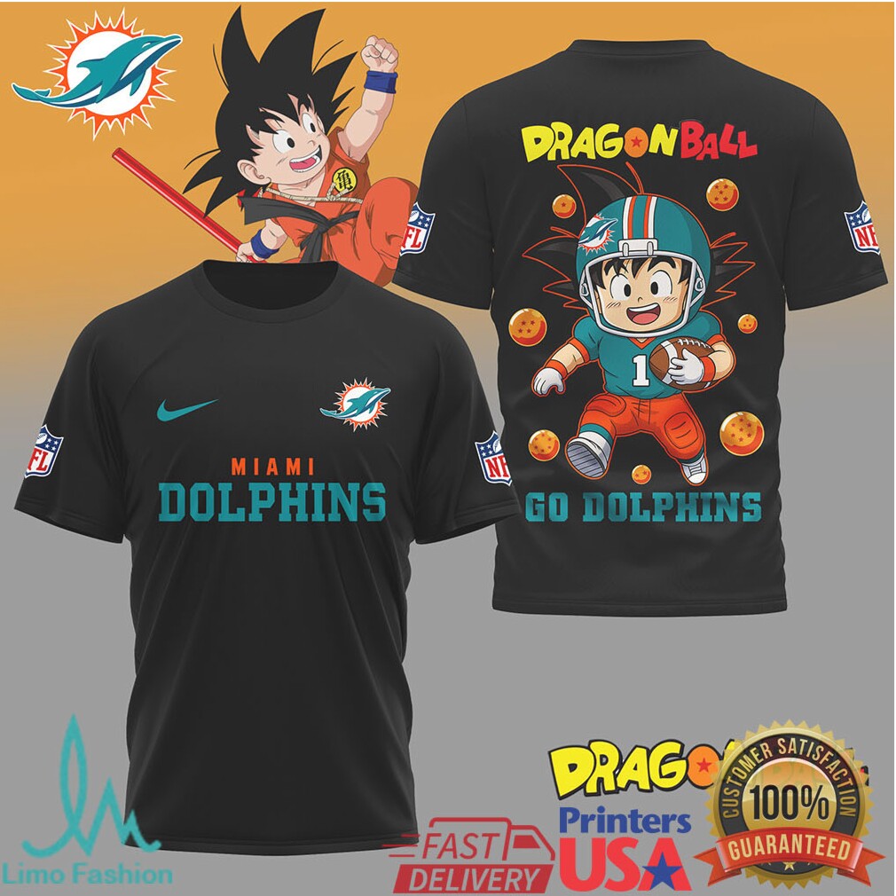 Miami Dolphins x Dragon Ball Z Goku Football Graphic Shirt - Limotees LLC