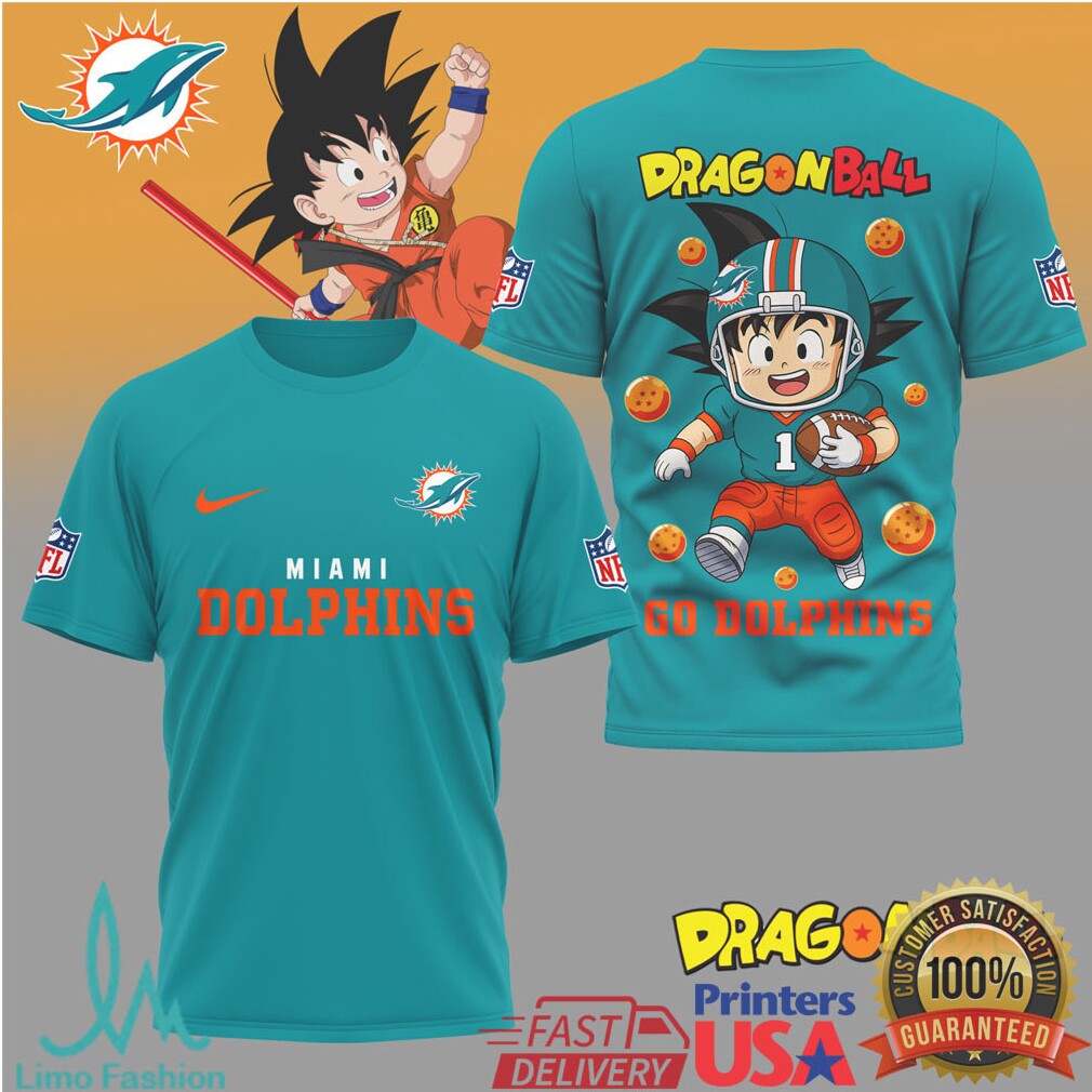 Miami Dolphins x Dragon Ball Z Goku Football Graphic Shirt - Limotees LLC