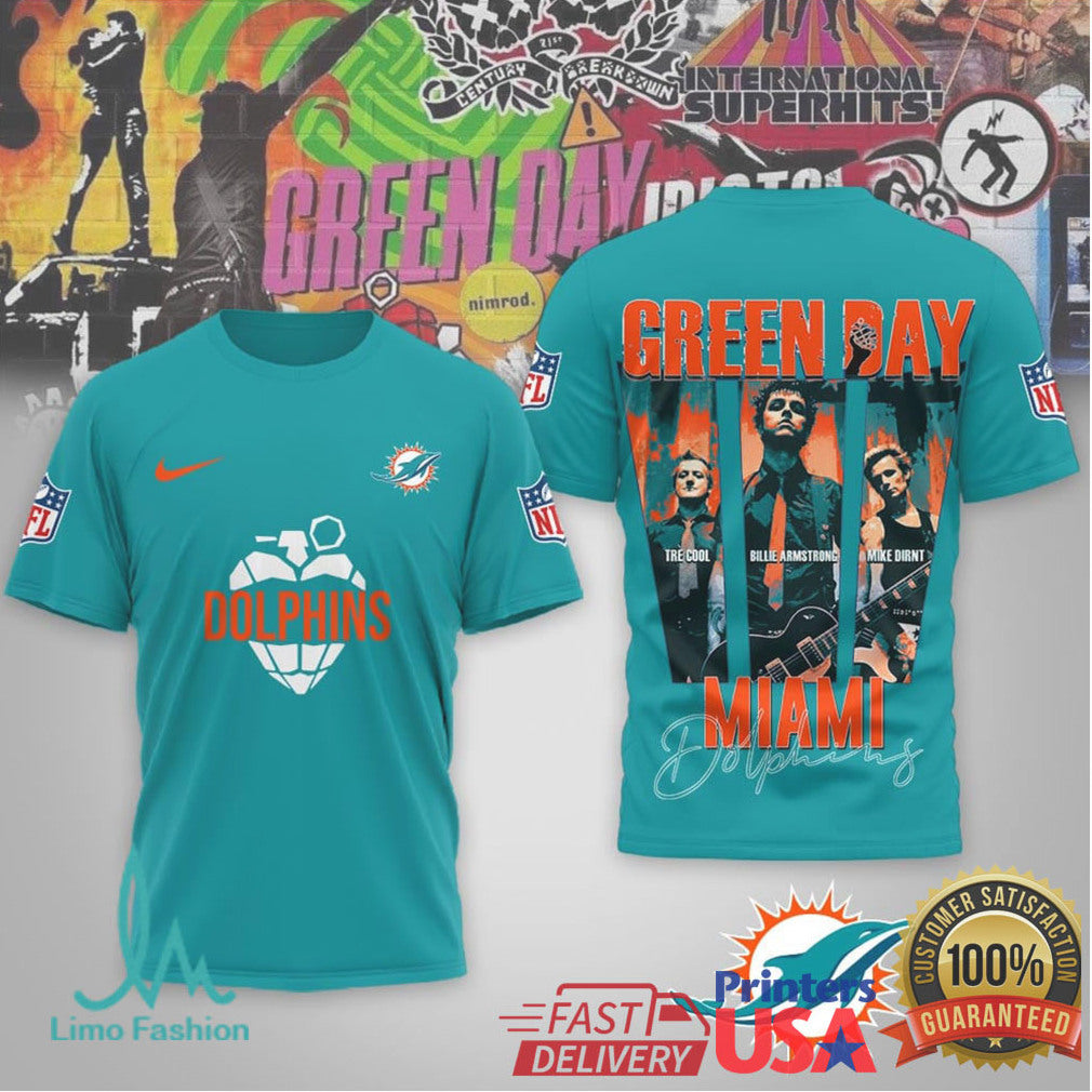 Miami Dolphins x Green Day American Idiot Vintage Style Tee - Limotees LLC