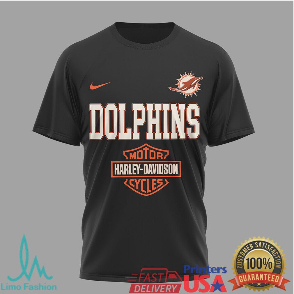 Miami Dolphins x Harley Davidson 122 Years Ride The Legend T Shirt - Limotees LLC