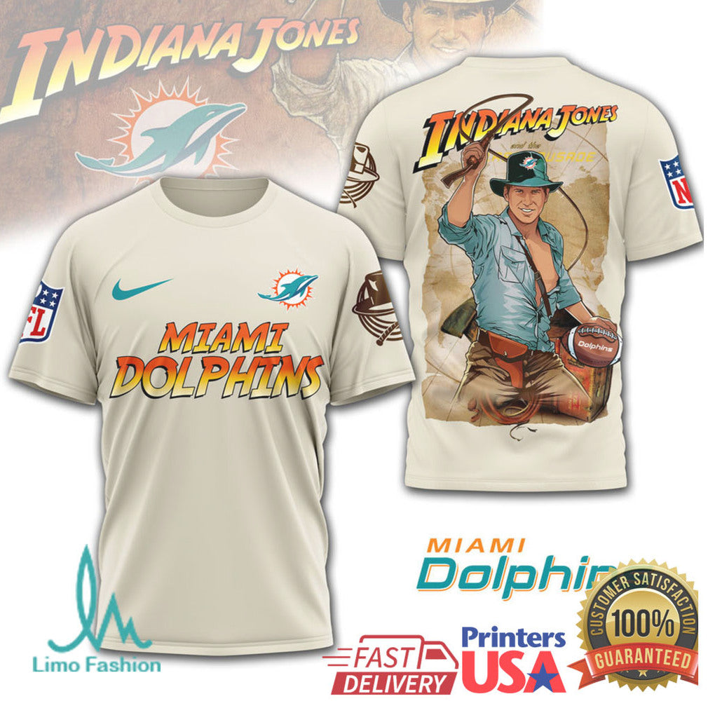 Miami Dolphins x Indiana Jones Action Hero Mashup Sportswear T Shirt - Limotees LLC