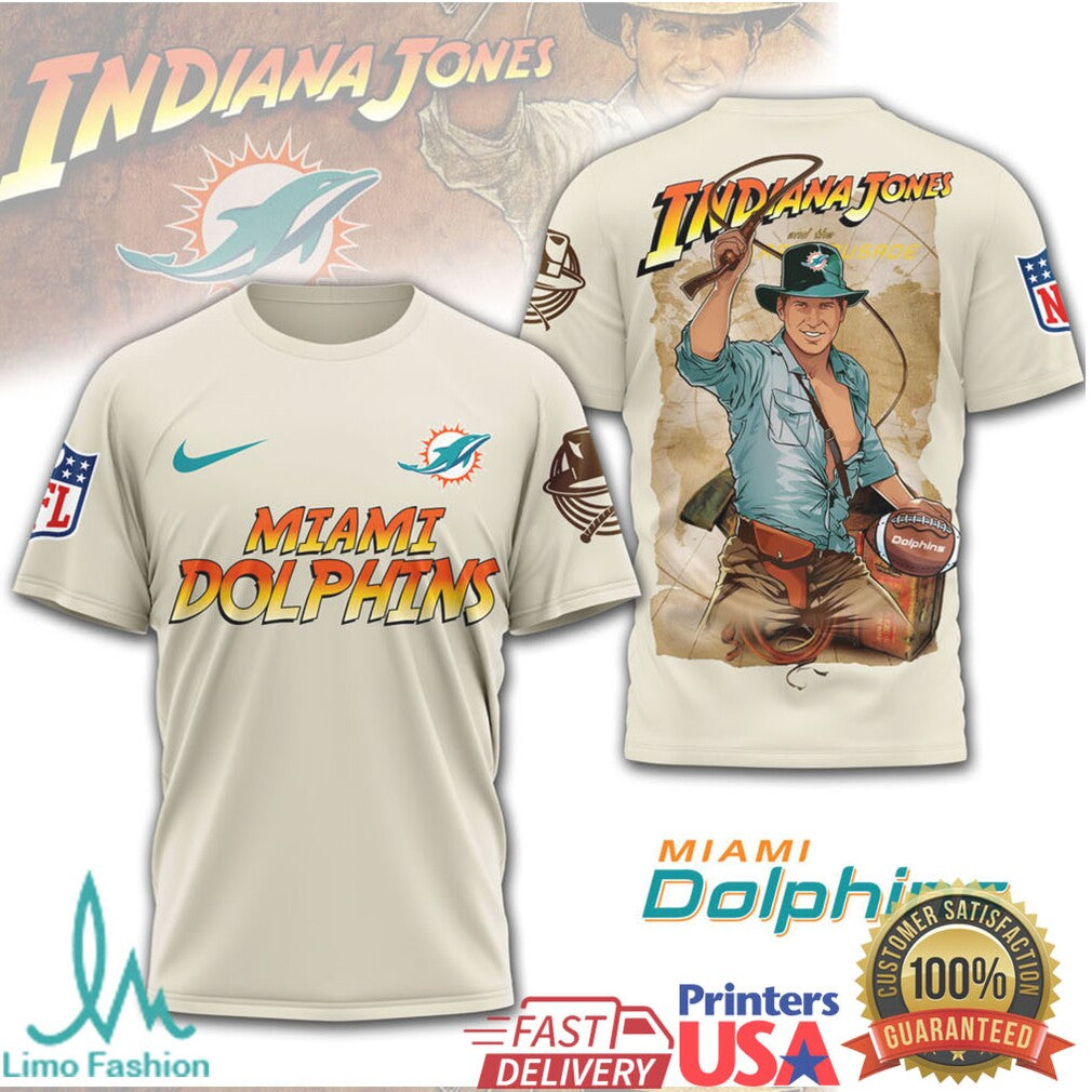 Miami Dolphins x Indiana Jones Action Hero Mashup Sportswear T Shirt - Limotees LLC