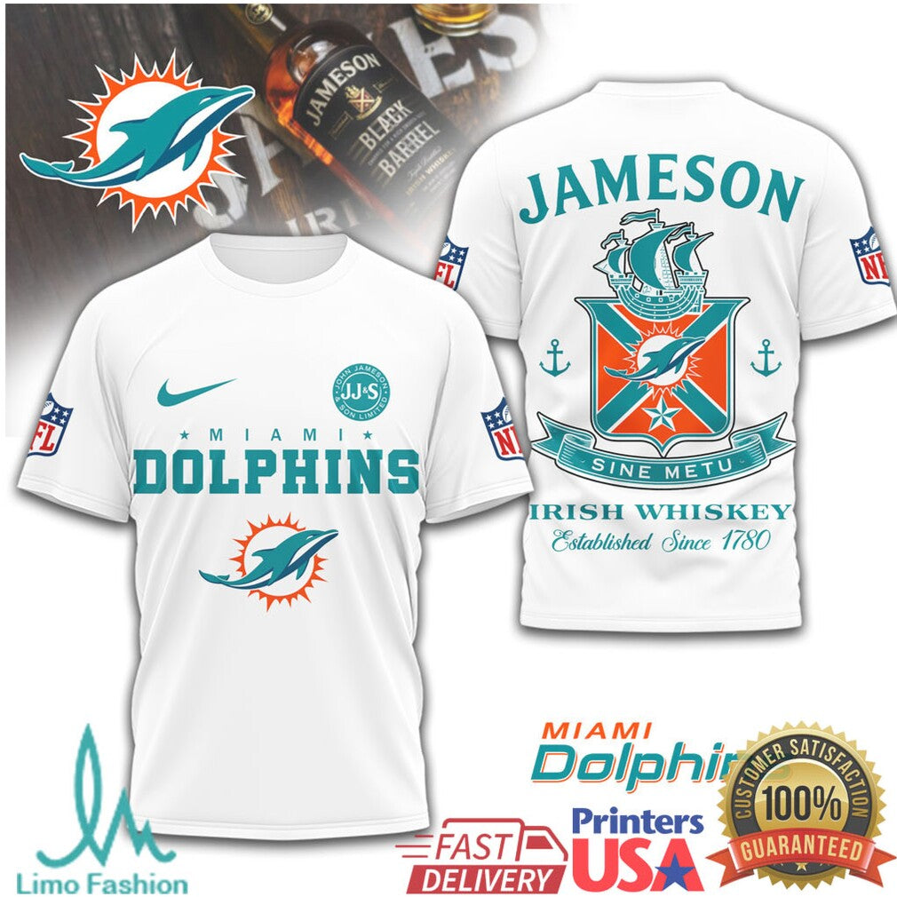 Miami Dolphins x Jameson Irish Whiskey Sine Metu Graphic T Shirt - Limotees LLC