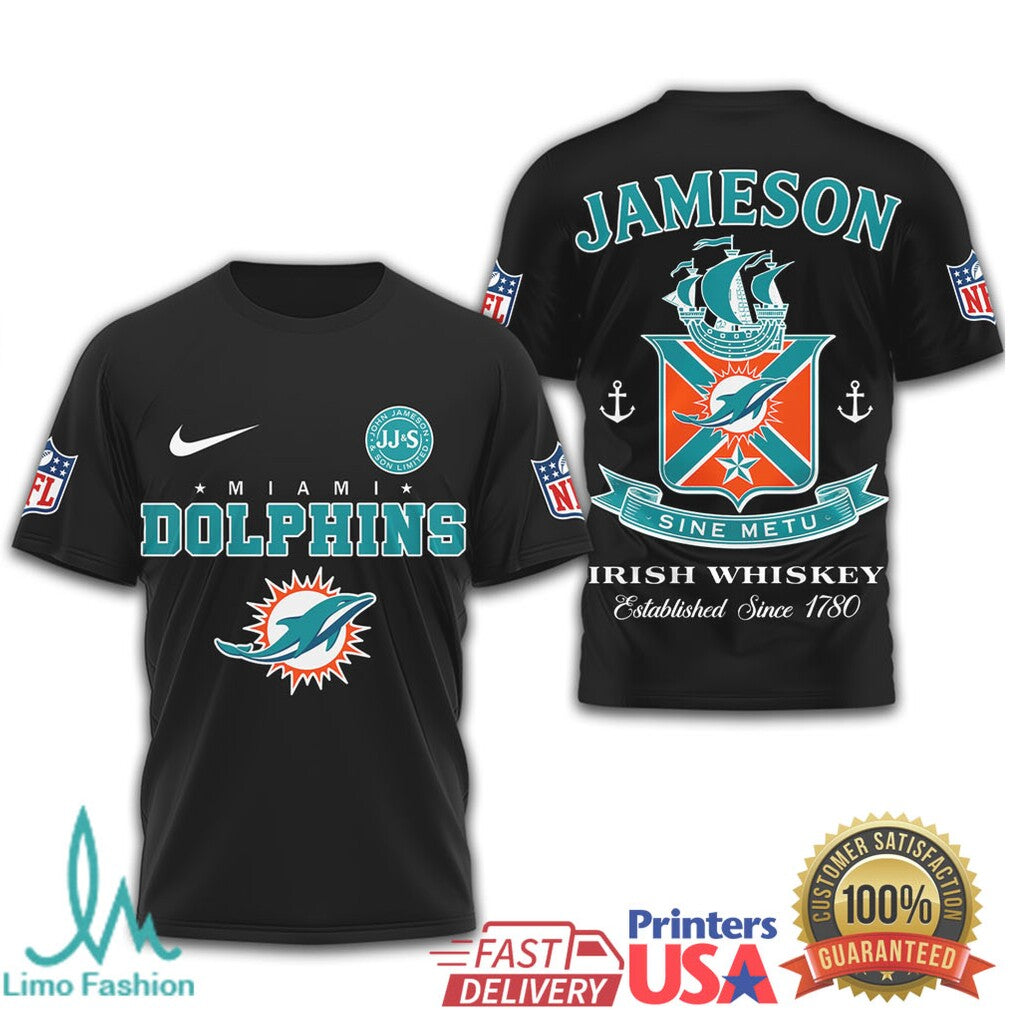 Miami Dolphins x Jameson Irish Whiskey Sine Metu Graphic T Shirt - Limotees LLC