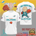 Miami Dolphins x One Punch Man Saitama NFL Anime Crossover Tee - Limotees LLC