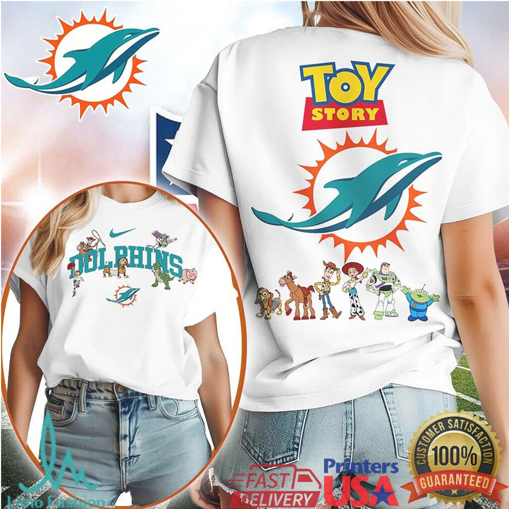 Miami Dolphins x Toy Story Characters White Graphic T Shirt - Limotees LLC