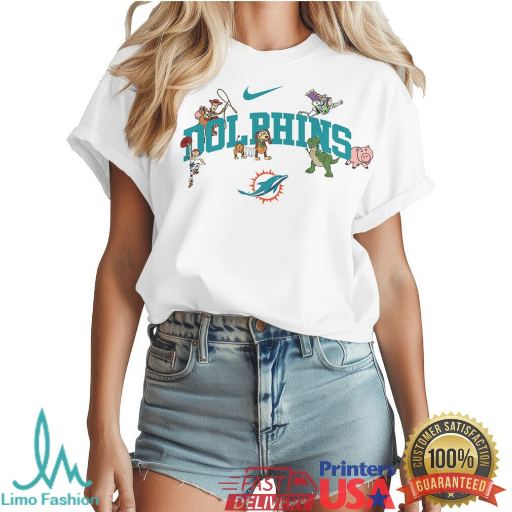 Miami Dolphins x Toy Story Characters White Graphic T Shirt - Limotees LLC