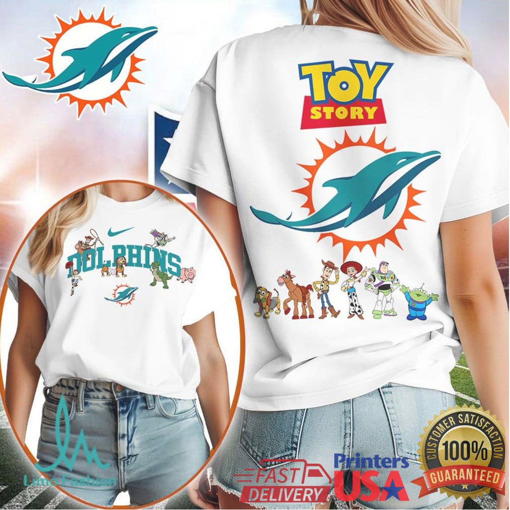Miami Dolphins x Toy Story Characters White Graphic T Shirt - Limotees LLC