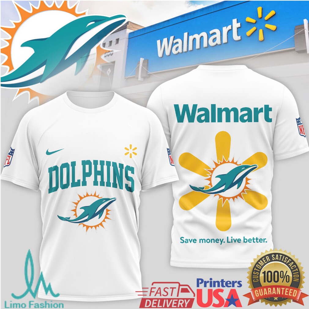 Miami Dolphins x Walmart Collaboration Sunburst Logo Athletic T Shirt - Limotees LLC