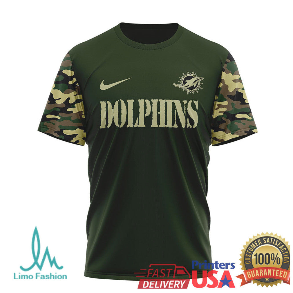 Miami DolphinsOfficial NFL Camouflage Thank You For Service 3D Shirt - Limotees LLC