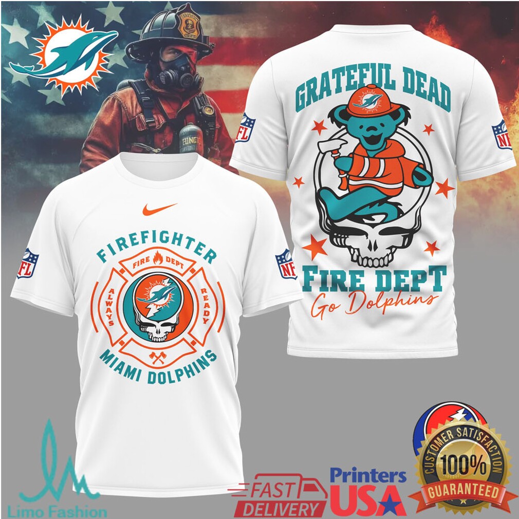Miami DolphinsOfficial NFL Grateful Dead Firefighter 3D Shirt - Limotees LLC