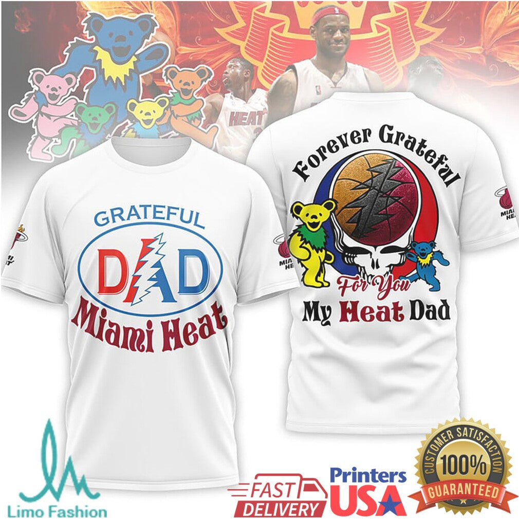 Miami Heat Grateful Dead Dad T Shirt Forever Grateful Deadhead NBA Gift - Limotees LLC