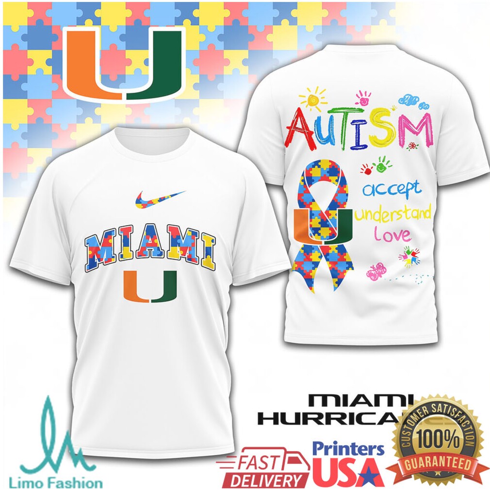 Miami Hurricanes Autism Awareness Accept Understand Love Shirt - Limotees LLC
