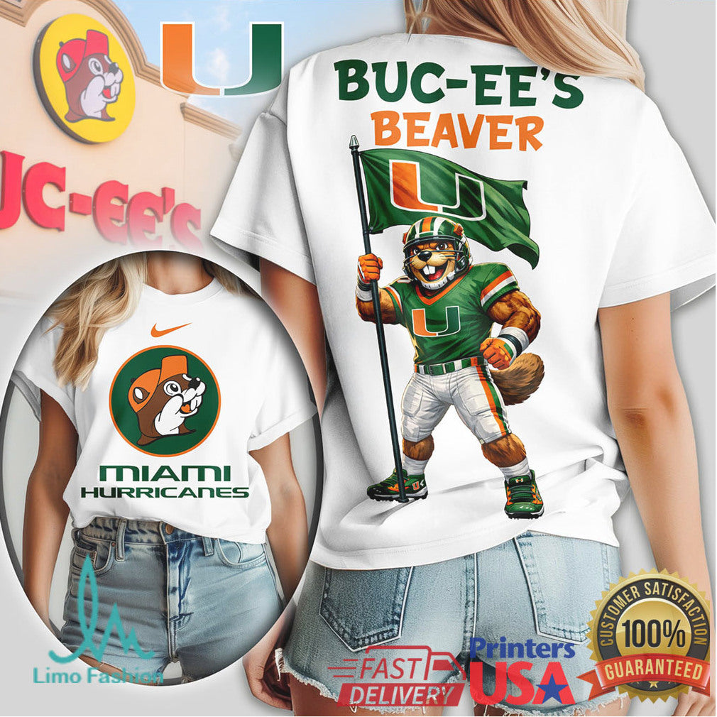 Miami Hurricanes Buc Ees Beaver Mashup Tshirt - Limotees LLC