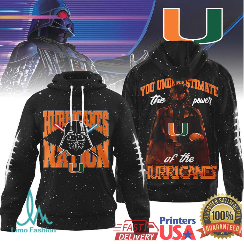 Miami Hurricanes Darth Vader Nation Star Wars Black T Shirt - Limotees LLC