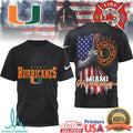 Miami Hurricanes Firefighter American Flag Hero NCAA T Shirt - Limotees LLC