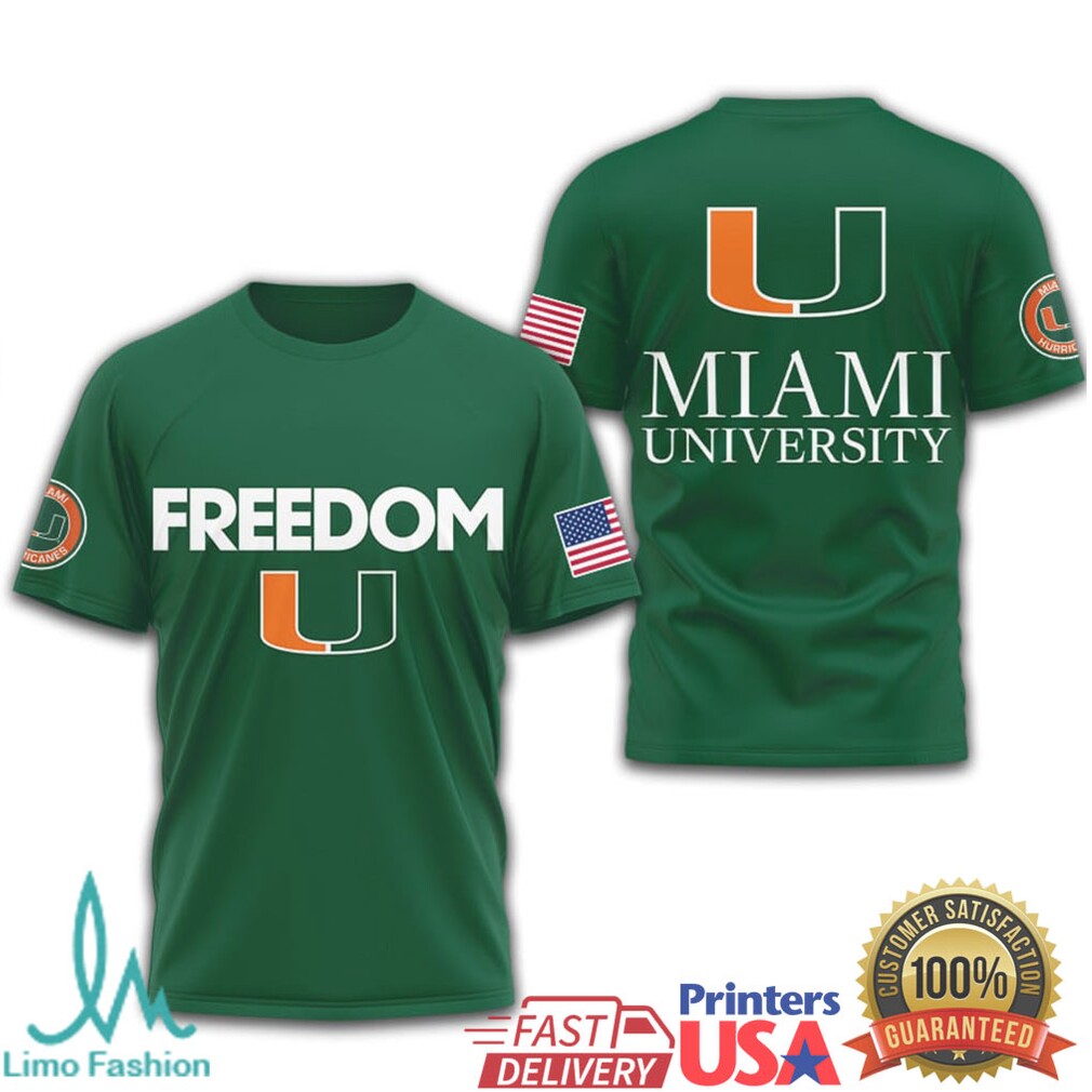 Miami Hurricanes Freedom Miami University Mascot Graphic T Shirt - Limotees LLC