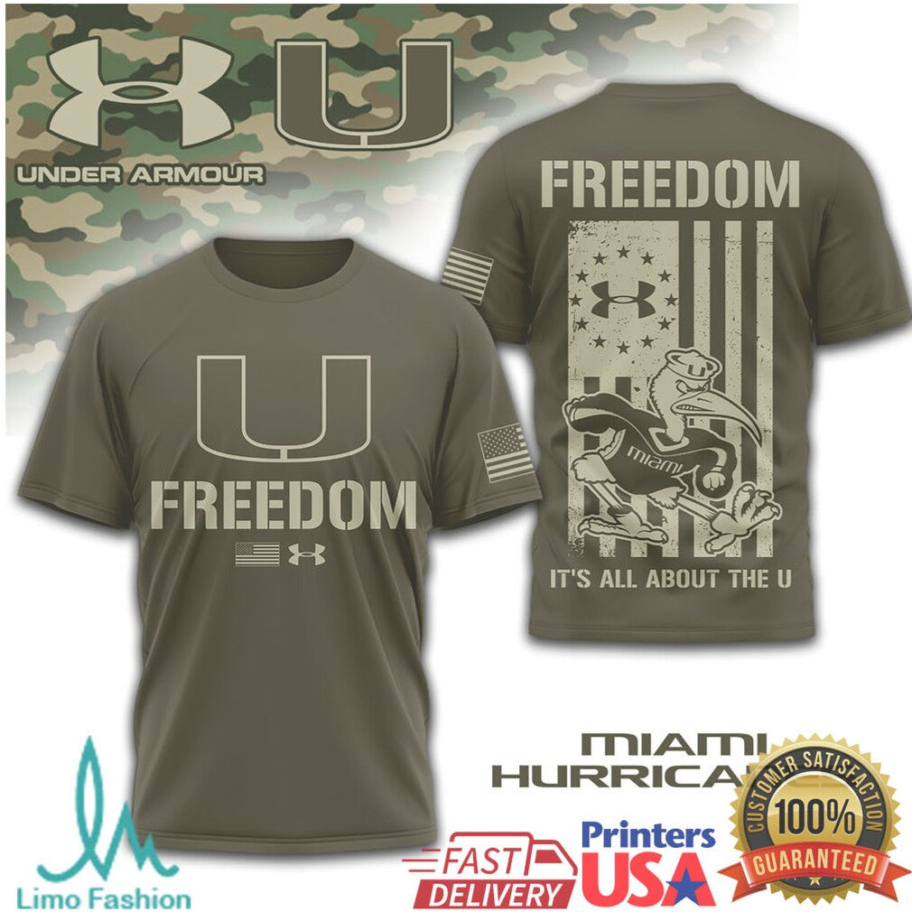 Miami Hurricanes Freedom Military Style T Shirt Tactical “The U” Fan T Shirt - Limotees LLC