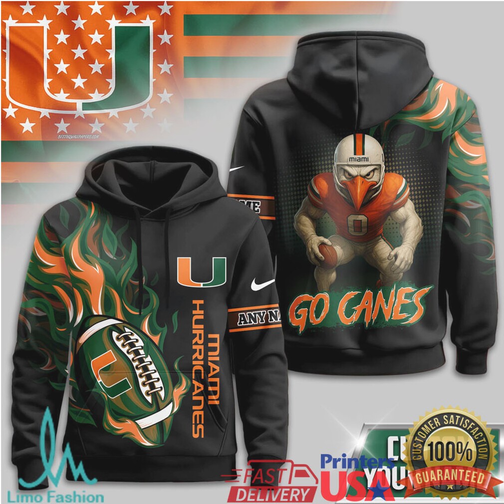 Miami Hurricanes Go Canes Custom Personalized 3D Football T Shirt - Limotees LLC