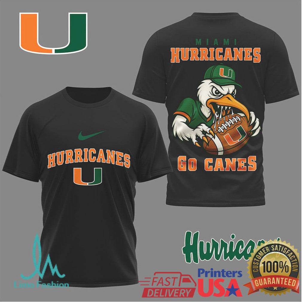 Miami Hurricanes “Go Canes” Sebastian the Ibis Mascot T Shirt - Limotees LLC