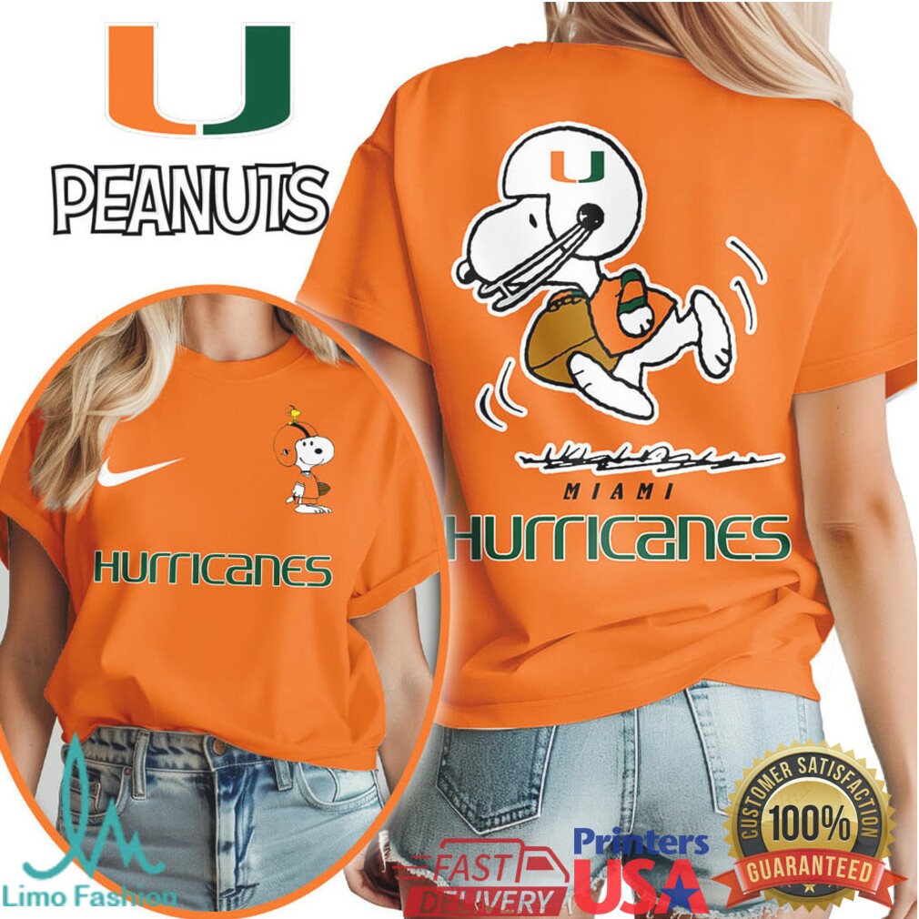Miami Hurricanes Snoopy Peanuts Football Sports T Shirt - Limotees LLC