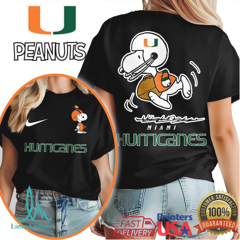 Miami Hurricanes Snoopy Peanuts Football Sports T Shirt - Limotees LLC