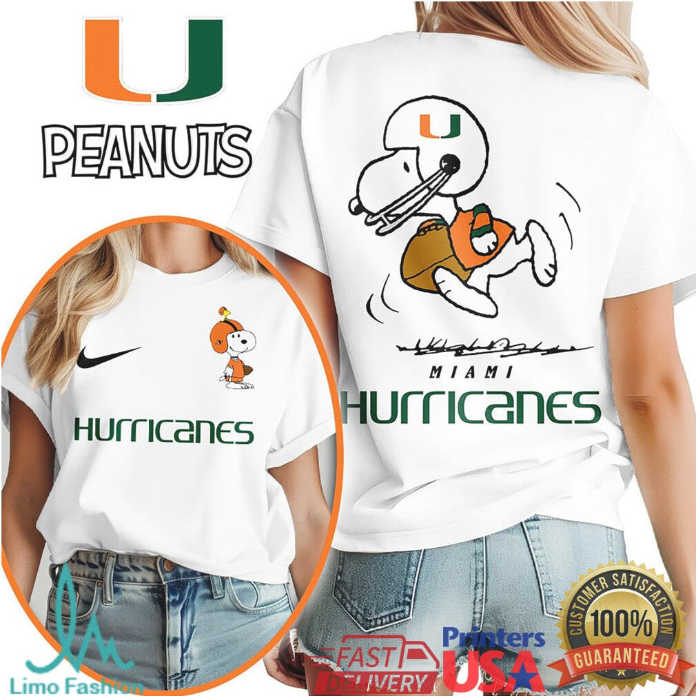 Miami Hurricanes Snoopy Peanuts Football Sports T Shirt - Limotees LLC