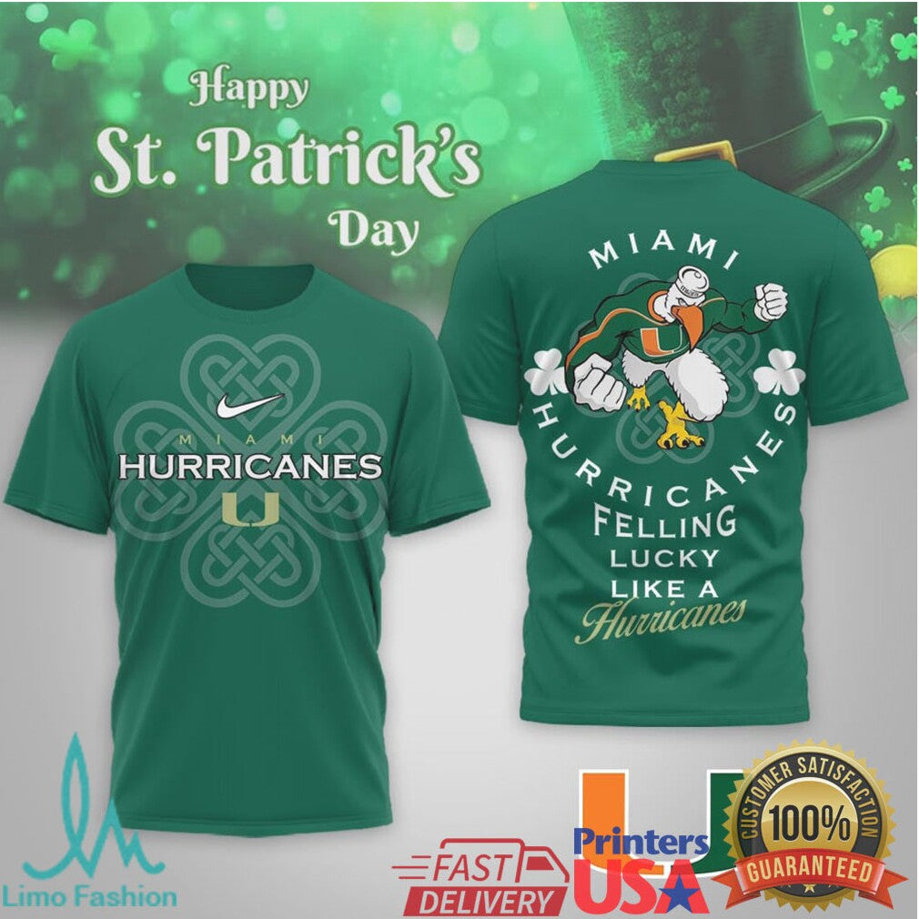 Miami Hurricanes St. Patrick's Day Sebastian the Ibis Lucky T Shirt