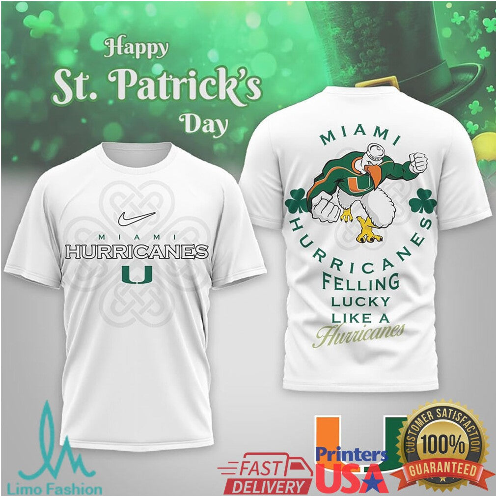 Miami Hurricanes St. Patrick's Day Sebastian the Ibis Lucky T Shirt