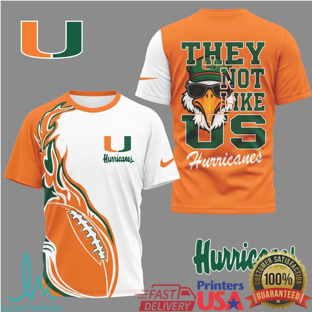 Miami Hurricanes “They Not Like Us” Mascot Football T Shirt - Limotees LLC