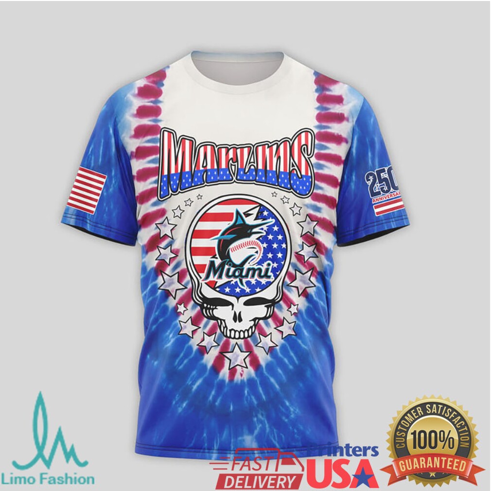 Miami Marlins Grateful Dead Steal Your Base 250th Anniversary Tie Dye T Shirt - Limotees LLC