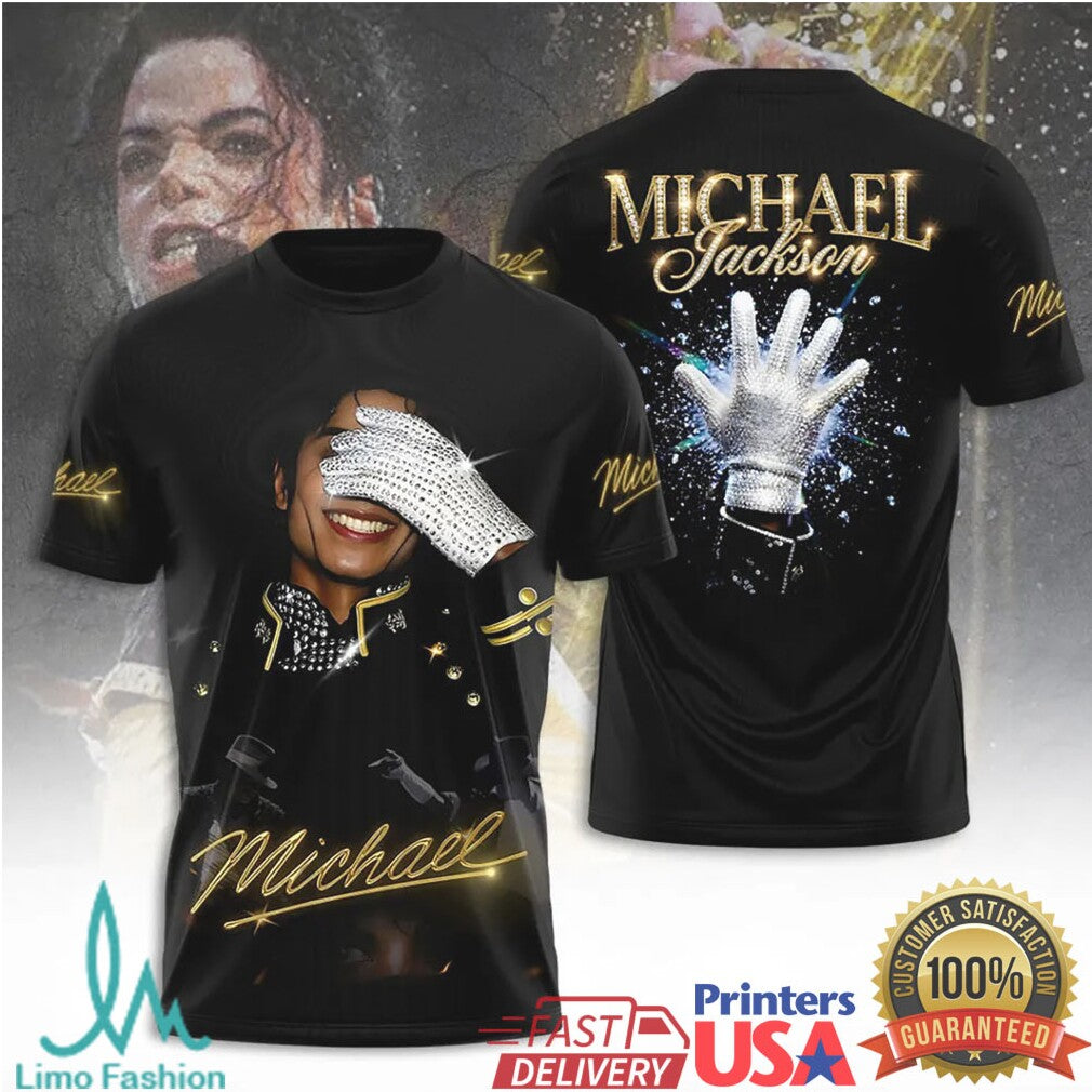 Michael Jackson Iconic Sparkle Glove Tribute Smooth Criminal Style T Shirt - Limotees LLC