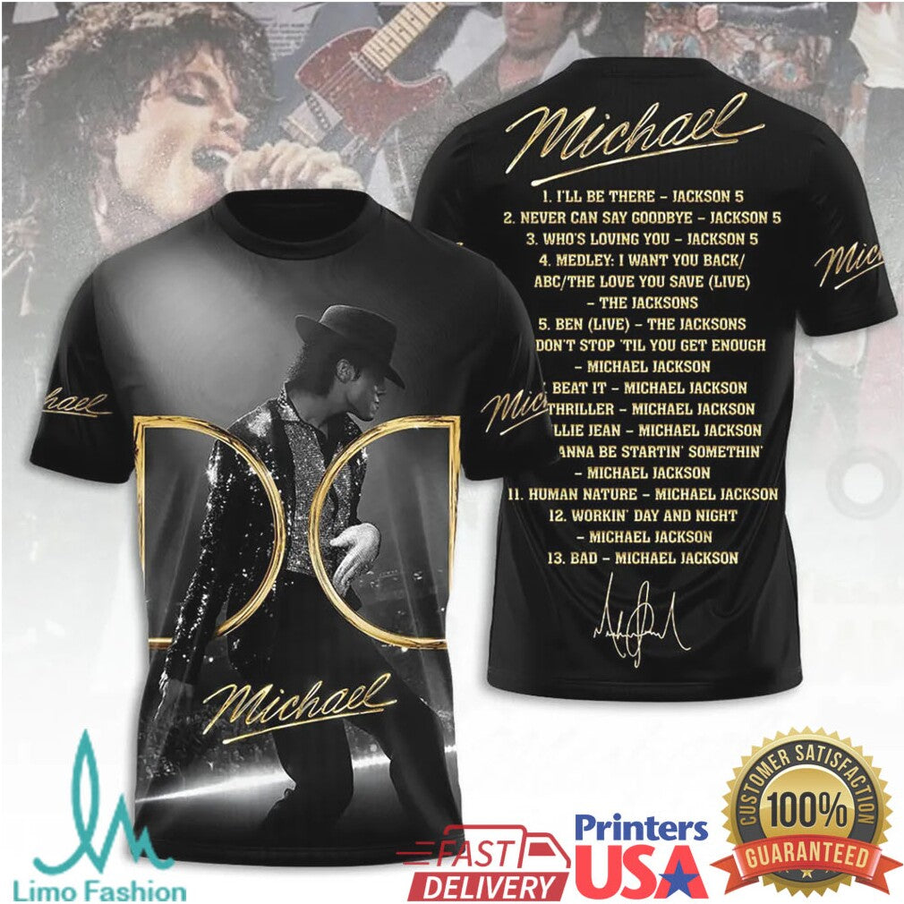 Michael Jackson King of Pop Gold Silhouette Tribute T Shirt - Limotees LLC