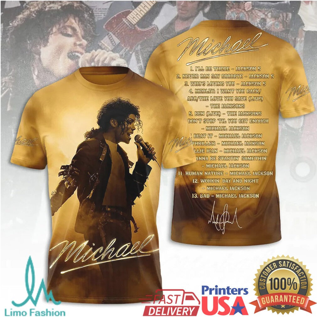 Michael Jackson King of Pop Golden Tribute Concert Setlist Graphic T Shirt - Limotees LLC