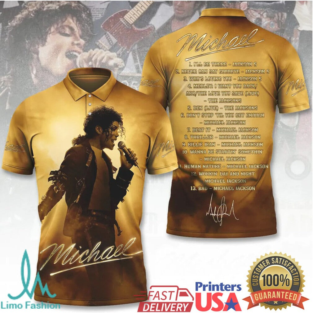 Michael Jackson King of Pop Golden Tribute Concert Setlist Graphic T Shirt - Limotees LLC