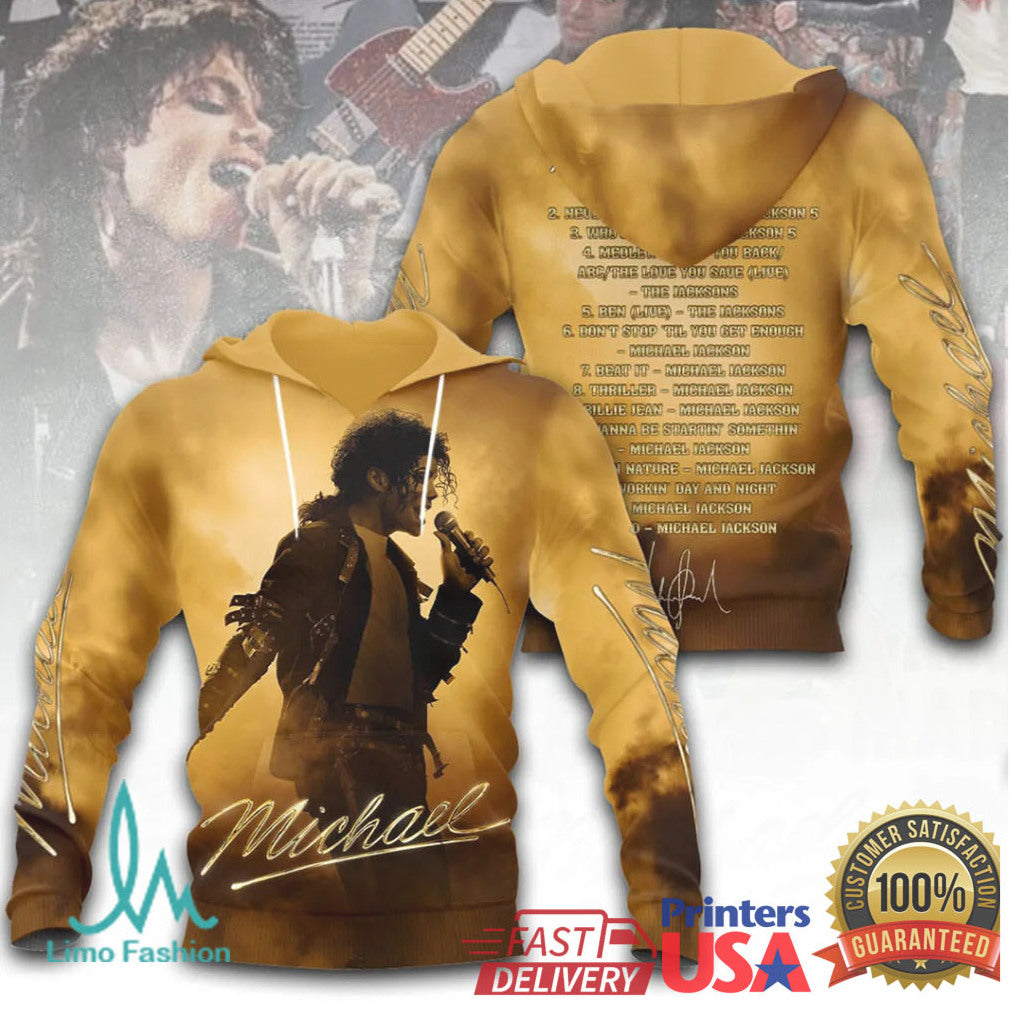 Michael Jackson King of Pop Golden Tribute Concert Setlist Graphic T Shirt - Limotees LLC