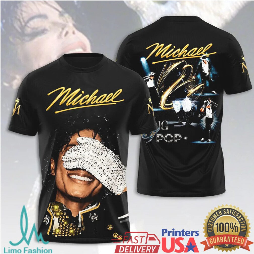 Michael Jackson King of Pop Signature Sequined Glove 3D Graphic Apparel T Shirt - Limotees LLC