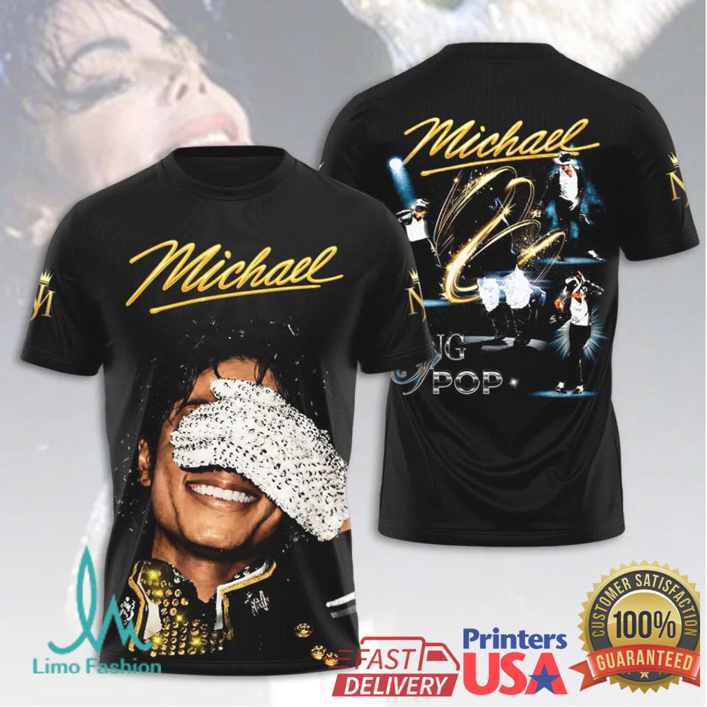 Michael Jackson King of Pop Signature Sequined Glove 3D Graphic Apparel T Shirt - Limotees LLC