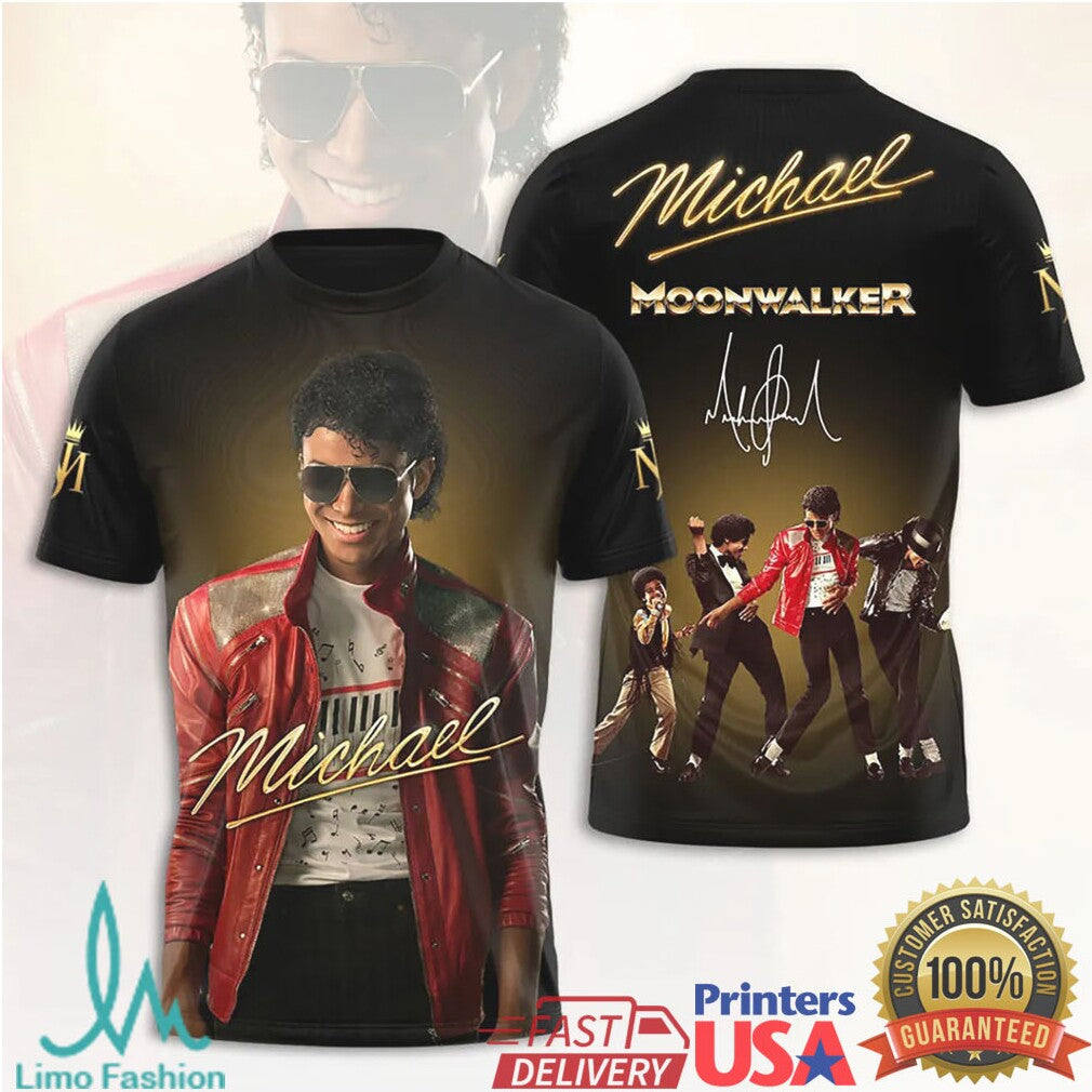 Michael Jackson Moonwalker Red Jacket Signature 3D Print T Shirt - Limotees LLC