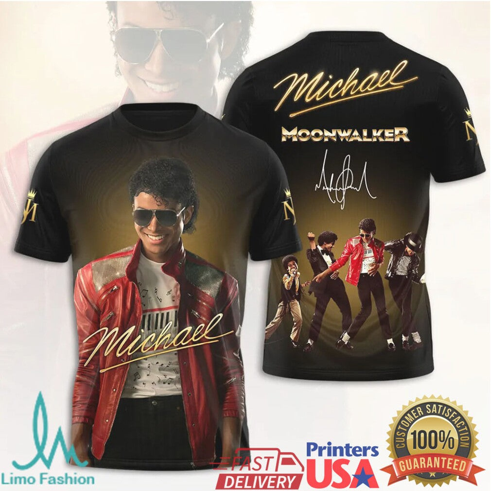 Michael Jackson Moonwalker Red Jacket Signature 3D Print T Shirt - Limotees LLC