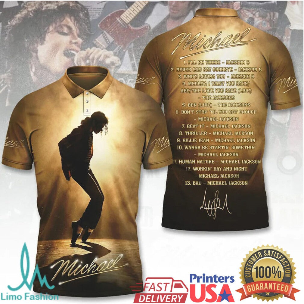 Michael Jackson Silhouette Dance Pose & Career Setlist 3D All Over Print T Shirt - Limotees LLC