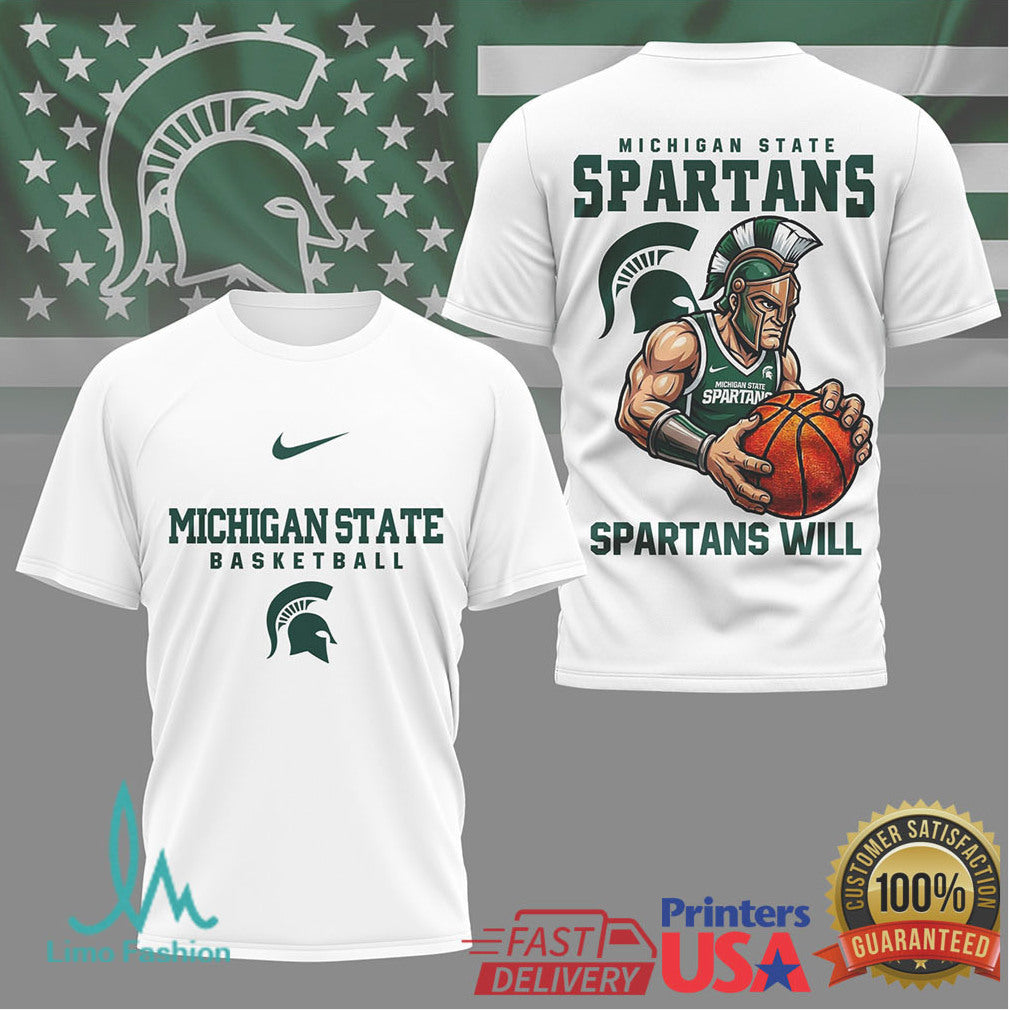 Michigan State Spartans Basketball Shirt Spartans Will Graphic Tee - Limotees LLC