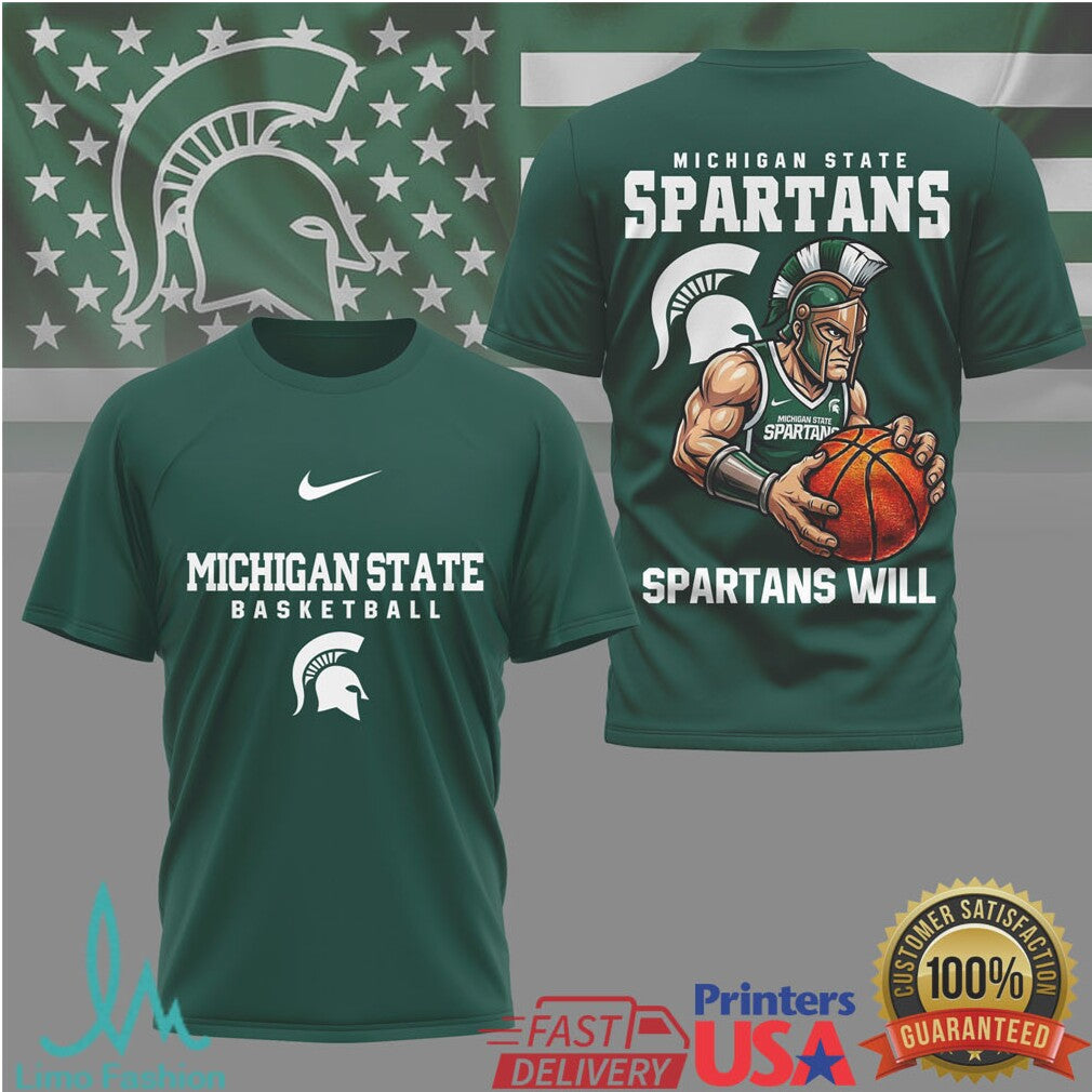Michigan State Spartans Basketball Shirt Spartans Will Graphic Tee - Limotees LLC